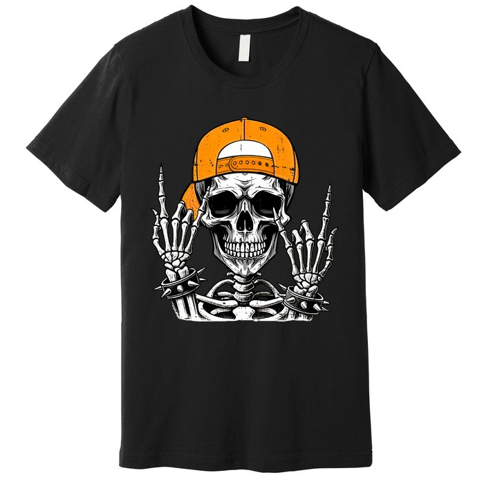 Rock Skeleton Cool Rocker Halloween Premium T-Shirt