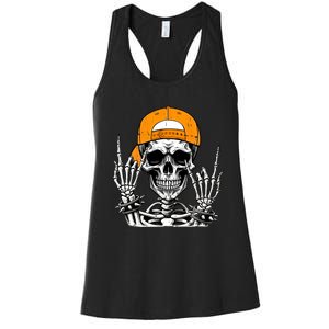 Rock Skeleton Cool Rocker Halloween Women's Racerback Tank