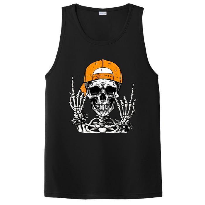 Rock Skeleton Cool Rocker Halloween PosiCharge Competitor Tank