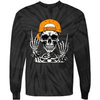 Rock Skeleton Cool Rocker Halloween Tie-Dye Long Sleeve Shirt