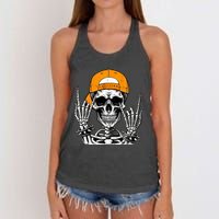 Rock Skeleton Cool Rocker Halloween Women's Knotted Racerback Tank