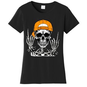 Rock Skeleton Cool Rocker Halloween Women's T-Shirt