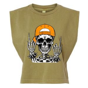 Rock Skeleton Cool Rocker Halloween Garment-Dyed Women's Muscle Tee