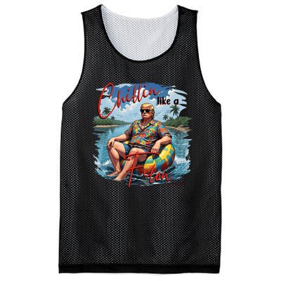 Retro Summer Chillin Like A Felon Trump For President 2024 Mesh Reversible Basketball Jersey Tank