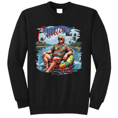 Retro Summer Chillin Like A Felon Trump For President 2024 Tall Sweatshirt