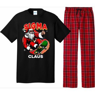 Retro Sigma Claus Funny Santa Clause Skating Board Xmas Pajama Set