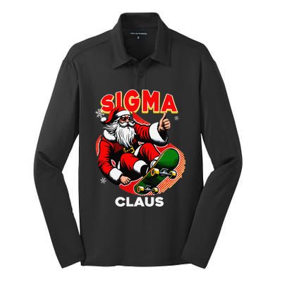 Retro Sigma Claus Funny Santa Clause Skating Board Xmas Silk Touch Performance Long Sleeve Polo