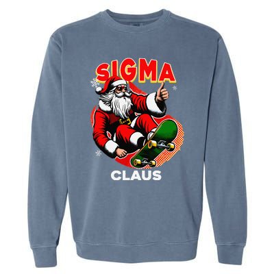 Retro Sigma Claus Funny Santa Clause Skating Board Xmas Garment-Dyed Sweatshirt