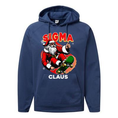 Retro Sigma Claus Funny Santa Clause Skating Board Xmas Performance Fleece Hoodie