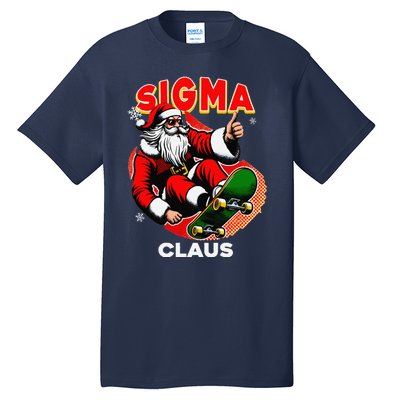 Retro Sigma Claus Funny Santa Clause Skating Board Xmas Tall T-Shirt