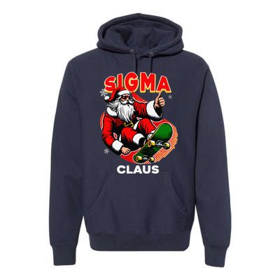 Retro Sigma Claus Funny Santa Clause Skating Board Xmas Premium Hoodie