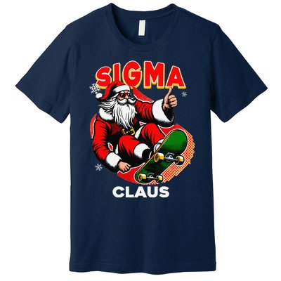 Retro Sigma Claus Funny Santa Clause Skating Board Xmas Premium T-Shirt