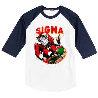 Retro Sigma Claus Funny Santa Clause Skating Board Xmas Baseball Sleeve Shirt