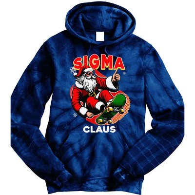 Retro Sigma Claus Funny Santa Clause Skating Board Xmas Tie Dye Hoodie