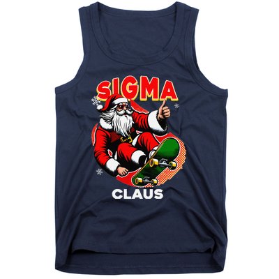 Retro Sigma Claus Funny Santa Clause Skating Board Xmas Tank Top