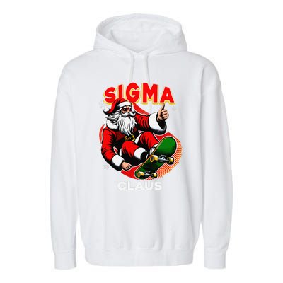 Retro Sigma Claus Funny Santa Clause Skating Board Xmas Garment-Dyed Fleece Hoodie