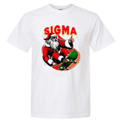 Retro Sigma Claus Funny Santa Clause Skating Board Xmas Garment-Dyed Heavyweight T-Shirt