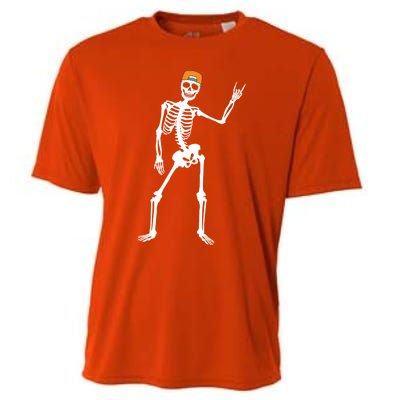 Rocker Skeleton Cap Skater Cool Halloween Punk Rock Funny Gift Cooling Performance Crew T-Shirt