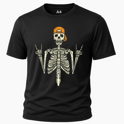 Rocker Skeleton Cap Skater Cool Halloween Punk Rock Performance Shirt