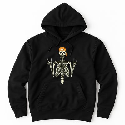 Rocker Skeleton Cap Skater Cool Halloween Punk Rock Hoodie
