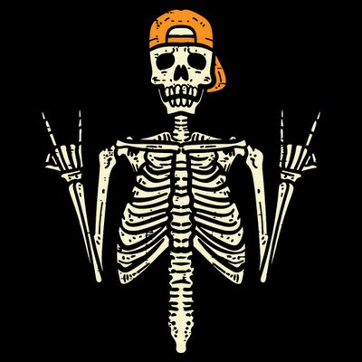 Rocker Skeleton Cap Skater Cool Halloween Punk Rock T-Shirt
