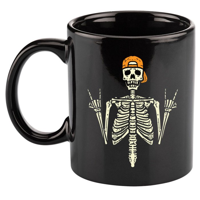 Rocker Skeleton Cap Skater Cool Halloween Punk Rock 11oz C Handle Ceramic Mug