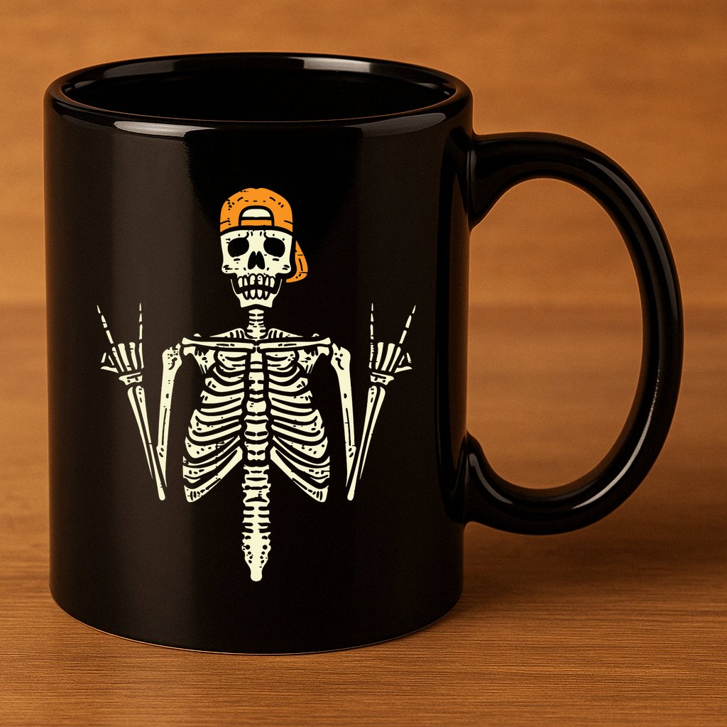 Rocker Skeleton Cap Skater Cool Halloween Punk Rock 11oz C Handle Ceramic Mug