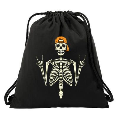 Rocker Skeleton Cap Skater Cool Halloween Punk Rock Drawstring Bag
