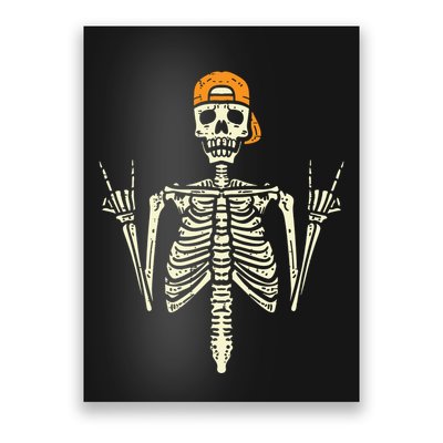 Rocker Skeleton Cap Skater Cool Halloween Punk Rock Poster