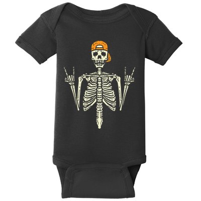 Rocker Skeleton Cap Skater Cool Halloween Punk Rock Baby Bodysuit