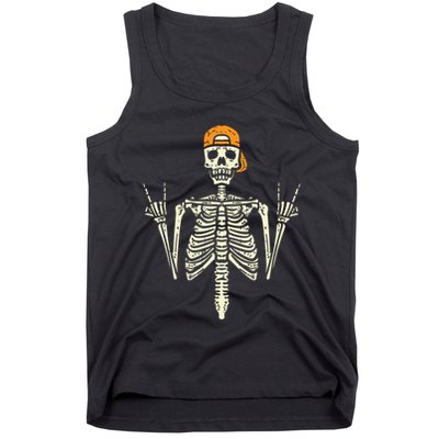 Rocker Skeleton Cap Skater Cool Halloween Punk Rock Tank Top