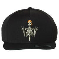 Rocker Skeleton Cap Skater Cool Halloween Punk Rock Wool Snapback Cap