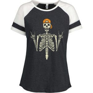 Rocker Skeleton Cap Skater Cool Halloween Punk Rock Enza Ladies Jersey Colorblock Tee