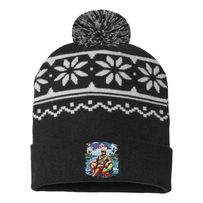 Retro Summer Chillin Like A Felon Trump For President 2024 USA-Made Snowflake Beanie