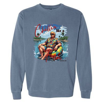 Retro Summer Chillin Like A Felon Trump For President 2024 Garment-Dyed Sweatshirt