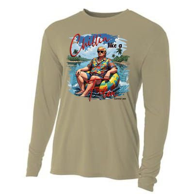 Retro Summer Chillin Like A Felon Trump For President 2024 Cooling Performance Long Sleeve Crew