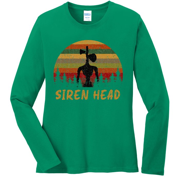 Retro Supernatural Cryptid Siren Head Ladies Long Sleeve Shirt