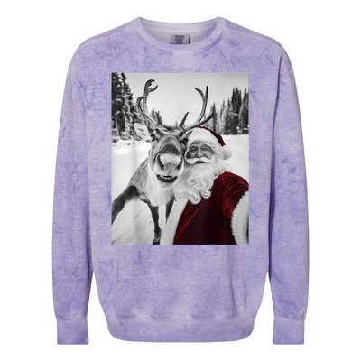 Reindeer Selfie Christmas Party Selfie Funny Reindeer Xmas Colorblast Crewneck Sweatshirt