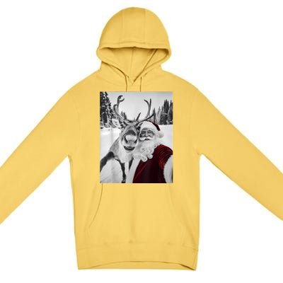 Reindeer Selfie Christmas Party Selfie Funny Reindeer Xmas Premium Pullover Hoodie