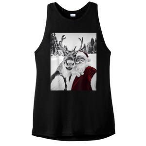 Reindeer Selfie Christmas Party Selfie Funny Reindeer Xmas Ladies PosiCharge Tri-Blend Wicking Tank