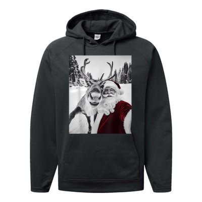 Reindeer Selfie Christmas Party Selfie Funny Reindeer Xmas Performance Fleece Hoodie