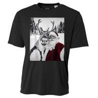 Reindeer Selfie Christmas Party Selfie Funny Reindeer Xmas Cooling Performance Crew T-Shirt