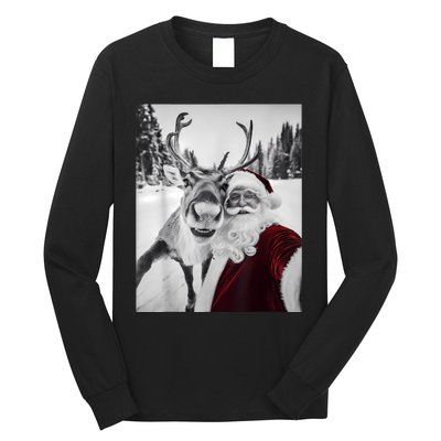 Reindeer Selfie Christmas Party Selfie Funny Reindeer Xmas Long Sleeve Shirt