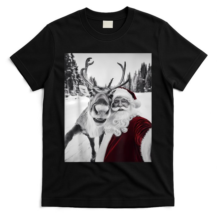 Reindeer Selfie Christmas Party Selfie Funny Reindeer Xmas T-Shirt