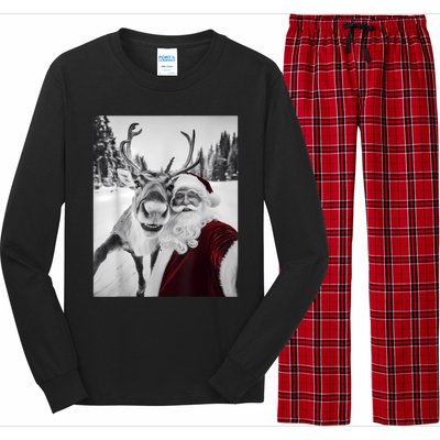 Reindeer Selfie Christmas Party Selfie Funny Reindeer Xmas Long Sleeve Pajama Set