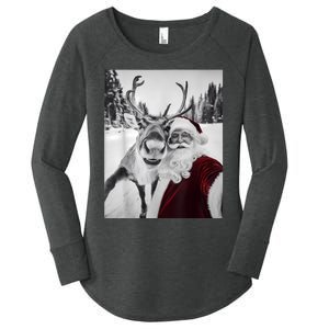 Reindeer Selfie Christmas Party Selfie Funny Reindeer Xmas Women's Perfect Tri Tunic Long Sleeve Shirt