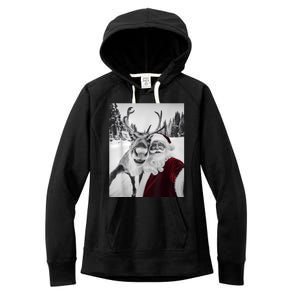 Reindeer Selfie Christmas Party Selfie Funny Reindeer Xmas Women's Fleece Hoodie