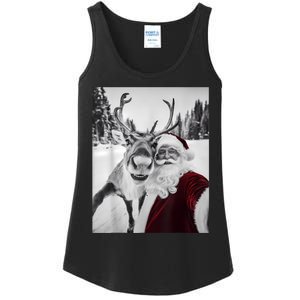 Reindeer Selfie Christmas Party Selfie Funny Reindeer Xmas Ladies Essential Tank