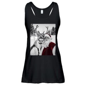 Reindeer Selfie Christmas Party Selfie Funny Reindeer Xmas Ladies Essential Flowy Tank