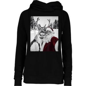 Reindeer Selfie Christmas Party Selfie Funny Reindeer Xmas Womens Funnel Neck Pullover Hood